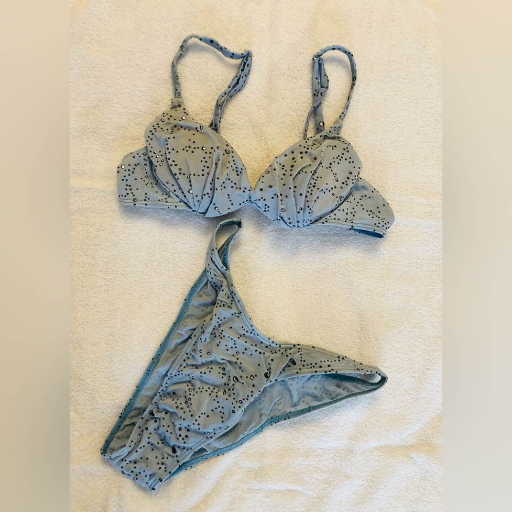 Baby Blue & Gunmetal/Silver 2 Piece Bikini